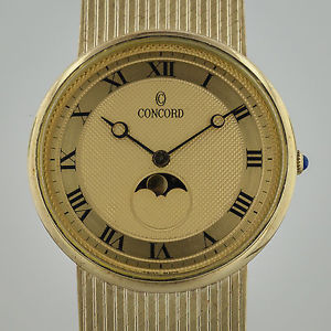 Concord 14K Solid Gold Vintage Moon Watch, Quartz, 59 Grams