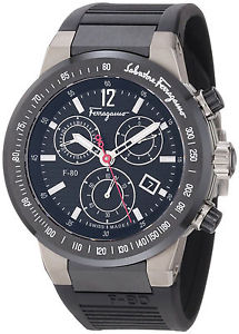 Ferragamo Men's F55LCQ78909 S113 F-80 Chronograph Black Rubber Date Wristwatch
