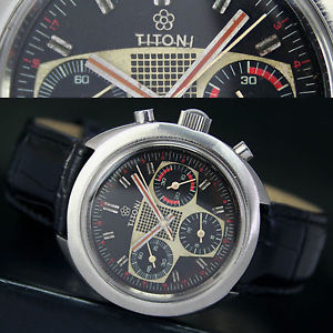 Vintage TITONI Race King R72 Chronograph Winding Steel Mens Watch