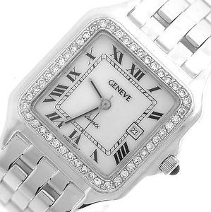 Mint Ladies Geneve Quartx Quartz 18K White Gold 0.50ctw Diamond Date Roman Watch