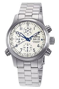 Fortis Men's 636.10.12 M  B-42 Flieger Auto Alarm Chrono White Dial Watch