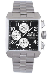 Fortis Men's Watch Square Chronograph Automatic Black Dial Steel 667.10.71 M