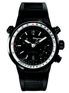 Ferragamo Men's FQ2020013 F-80 Black IP Chronograph Rubber Date Watch