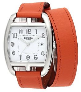New HERMES Cape Cod Tonneau SS/Leather Women's Wristwatch CT1.710.130.WOR2, MR