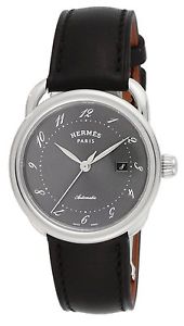 New HERMES Aruso SS/Leather Gray Dial Men's Automatic Watch AR6.410.230.VBN, MR