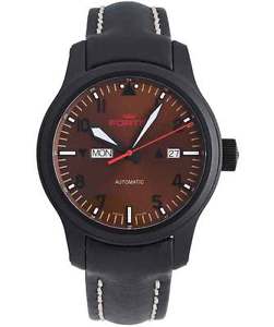 FORTIS AVIATIS AEROMASTER DUSK WATCH 42mm SWISS AUTO BLK PVD CASE 655.18.98 L01