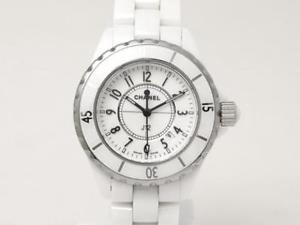 Pre-Owned CHANEL J12 White Dial Ceramic H0968 Ladies Quartz Watch, MD