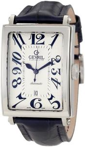 Gevril Men's 5007A Avenue of Americas Automatic Silver Dial Blue Leather Watch