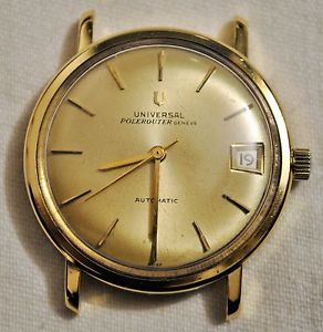 RARE 18k solid gold MICROTOR 218-2 Mens Universal Geneve Polerouter Automatic +