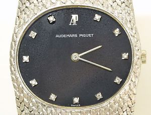 Auth Audemars Pigue 18K White Gold Hand Winding Black Dial Jubilee Watch Mens