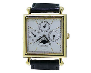 Mens Audemars Piguet Quantieme Perpetual Calendar 18k Yellow Gold Square Watch