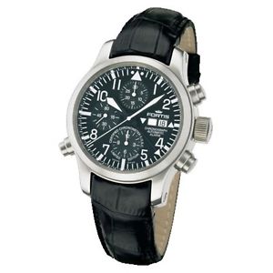 Fortis Herrenuhr Aviation B-42 Flieger Chronograph Alarm Automatik 657.10.11 LC