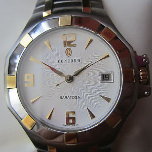 CONCORD SARATOGA MEN'S WATCH SAPPHIRE 18K 750 GOLD TWO TONE SWISS 15C2 1894 NEW