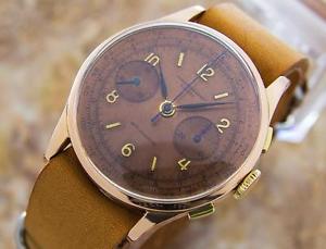 Rare Original Swiss Jumbo Rose Gold Chronographe Suisse 18K Gold 1940 Watch D122