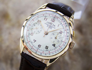Unique Coresa Chronographe Suisse Manual Gold  Men 40's Luxury dress watch FFR27