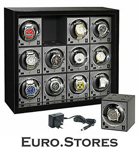 Boxy Carbon Professional Watch Winder For 12 Watches Genuine New