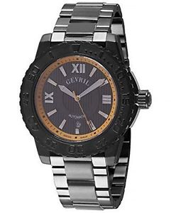 Gevril Men's Watch 3112B Seacloud Automatic Black IP Steel Bracelet Date