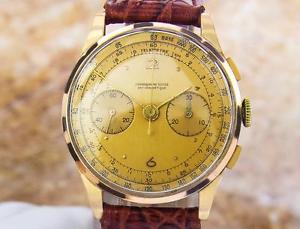 Swiss Chronographe Suisse 1950s Solid 18K Rose Gold Men's Manual Watch DR30