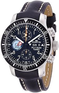 New FORTIS PC-7 Team Turbo SS/Leather Black Dial Men's Auto Watch 638.10.91, MR