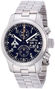 New FORTIS Phantom F-4F Limited All SS Black Dial Men's Auto Watch 635.10.91M,MR