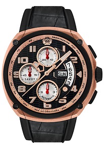 Savoy Epic AUTOMATIC CHRONO 44.5mm IP Rose Gold & Black Wrist Watch!
