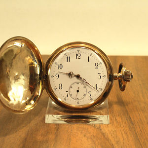 GROßE SCHWEIZER SAVONNETTE TASCHENUHR DREI DECKEL 14K 585 GOLD SYSTEM GLASHÜTTE
