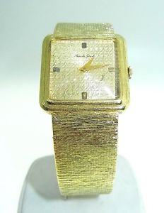 Vintage Bueche Girod 28mm 18k Gold Woven Band Fleur De Lis Dial Winding Watch