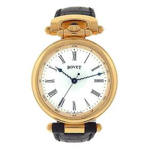 Bovet Fleurier 39mm FL0046 18K Yellow Gold Black Leather White Men's Watch