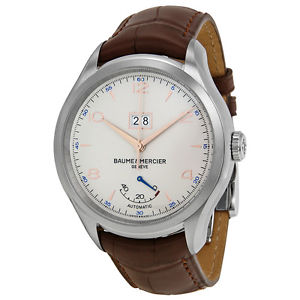 Baume et Mercier Clifton Automatic Silver Dial Brown Leather Watch MOA10205