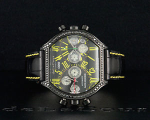 deLaCour BI-Chronograph S2 Stahl PVD/DLC mit DIAMANT-LÜNETTE !! DAVID ODONKOR !!