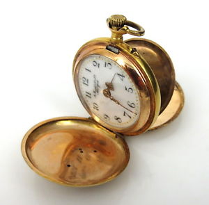 Art Nouveau A Frankfield & Co New York Diamond & 14K Gold Pocket Watch