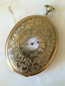 19C ANTIQUE QUARTER REPEATER TRAVEL POCKET WATCH BRONZE DOUBLE BOXED