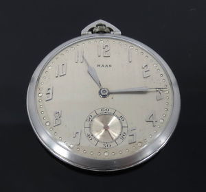 Antique Haas Open Face Very Thin Platinum Pocket Watch