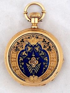 Antique 14K 56 Gold Swiss Made Russian Imperial Pocket Watch Enamel and Diamonds