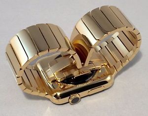 Custom 18K Gold plated Apple Watch with Diamond Polished Link Bracelet