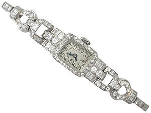 3.35 ct Diamond and Platinum Cocktail Watch by Cervin - Vintage Circa 1940