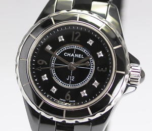 Pre-Owned CHANEL J12 Quartz 8P Diamonds Black Dial Women's Wristwatch H2569, ML