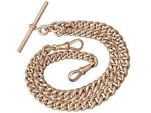 Antique 9 ct Rose Gold Double Albert Watch Chain - Circa 1920