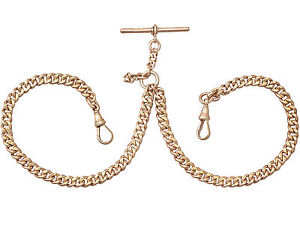 Antique 9 ct Rose Gold Double Albert Watch Chain 1916