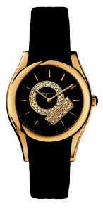 Ferragamo Women's FG4030014 LIRICA Diamond Gold IP Steel Black Leather Watch