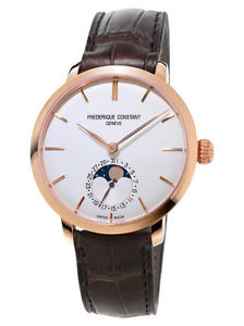 Frederique Constant Manufacture Slimline Brown Leather Mens Watch FC-703V3S4