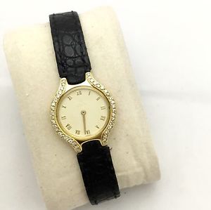 Authentic Ladies EBEL Watch w/ DIAMONDS and Original EBEL Black Leather Band