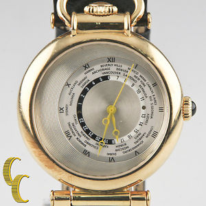 Bijan 18k Yellow Gold 24 Hour Off-Center Automatic Watch w/ Leather Band LE 5/10