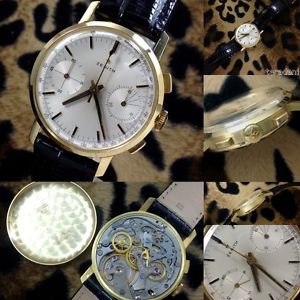 ZENITH STELLINA CHRONOGRAPH LIKE NOS 70'S CASE 35 MM SOLID 18 KT GOLD CAL 146 DP