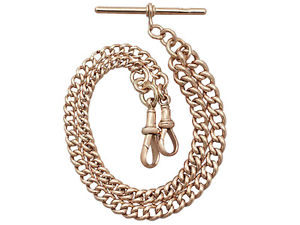 Antique Victorian 9 ct Rose Gold 16" Double Albert Watch Chain - 1897