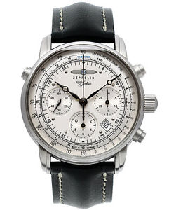 Zeppelin 100 Years Auto Chrono watch ETA 7753 Clear back 5ATM Silver dial 7618-1
