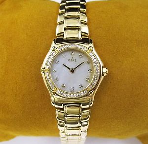 EBEL Mini 1911 Diamond Bezel Mother of Pearl Dial Ladies Watch 18k Yellow Gold