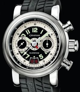 GRAHAM GRAND SILVERSTONE STEEL CASE BLK & GREY DIAL GMT FLYBACK 2GSIAS.B01A.K07B