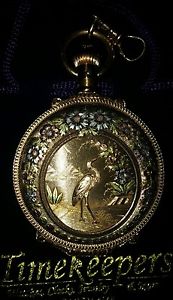 BEAUTIFUL VINTAGE Agassiz Pocket Watch - 18K Full Detailed Case