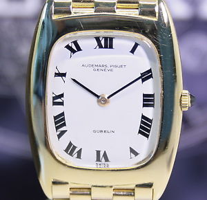 Audemars Piguet Gübelin Hand Wind Vintage 18K Gold white roman dial Goldband